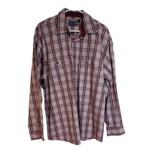 Mens VTG PANHANDLE SLIM plaid snap front Western Shirt sz L - Picture 2 of 8